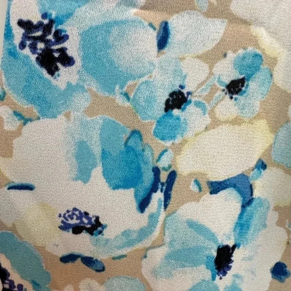 LuLaRoe | Monroe Watercolor Blue Taupe Floral Black Fringe Kimono Coverup Size S - Picture 4 of 9